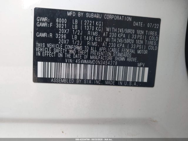 2022 SUBARU ASCENT 4S4WMAMD0N3454378 Photo 8