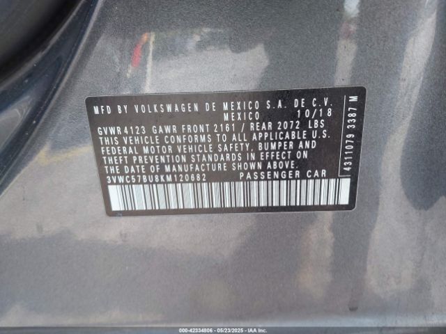 3VWC57BU8KM120682 Volkswagen Jetta 1.4t R-line/1.4t S/1.4t Se