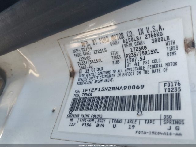 1994 FORD F150 1FTEF15NRNA90069 Photo 8