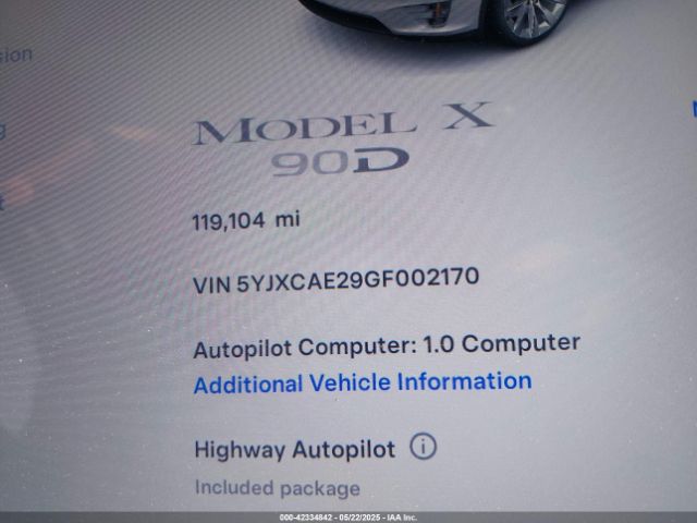 5YJXCAE29GF002170 Tesla Model X 60d/70d/75d/90d
