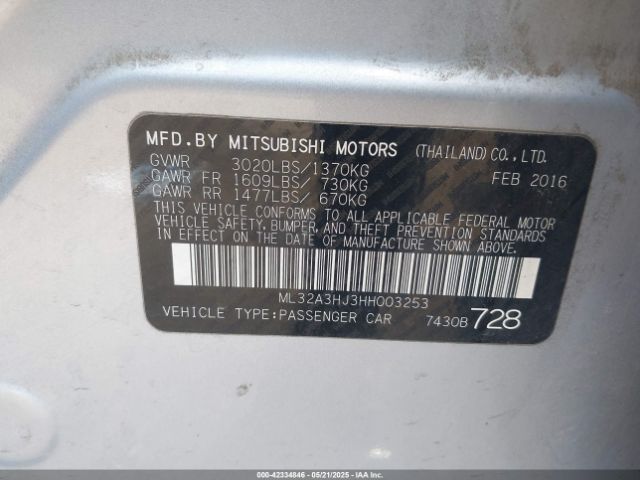 ML32A3HJ3HH003253 Mitsubishi MIRAGE ES