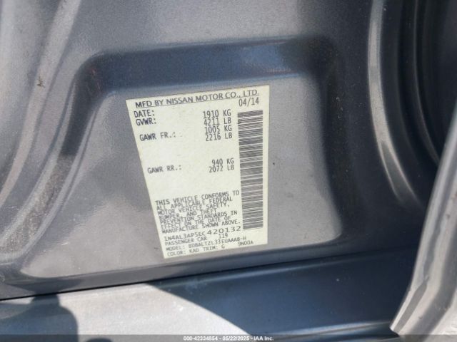 1N4AL3AP5EC420132 Nissan Altima 2.5 Sv