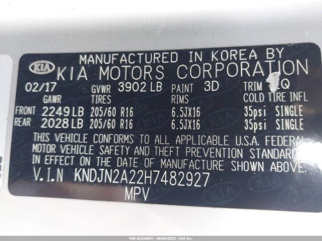 KNDJN2A22H7482927 KIA Soul