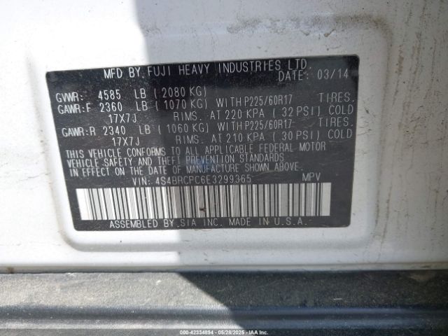 4S4BRCPC6E3299365 Subaru Outback 2.5i Limited