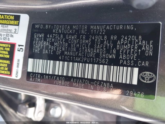 4T1C11AK2PU117562 Toyota a25a-fks