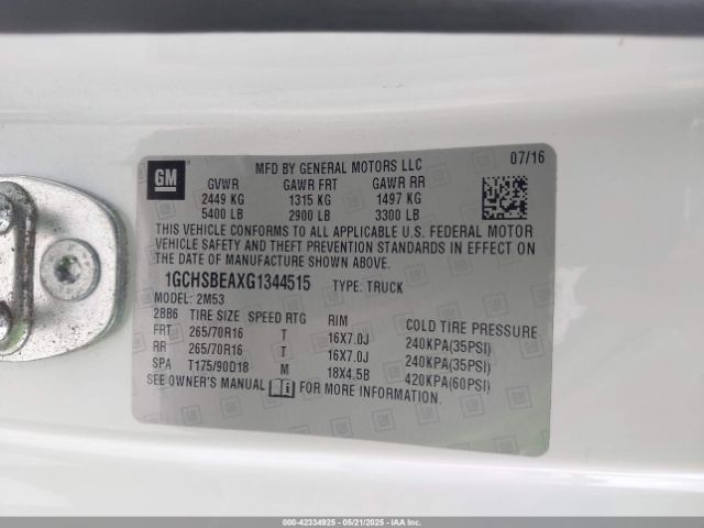 1GCHSBEAXG1344515 Chevrolet Colorado Wt
