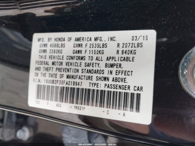 19UUB2F35FA019947 Acura Tlx V6