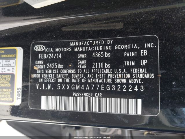 5XXGM4A77EG322243 KIA Optima Lx