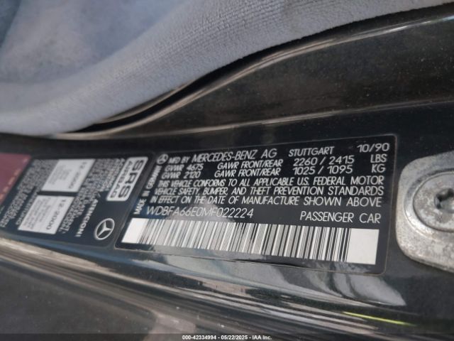 1991 MERCEDES-BENZ 500 WDBFA66E0MF022224 Photo 8