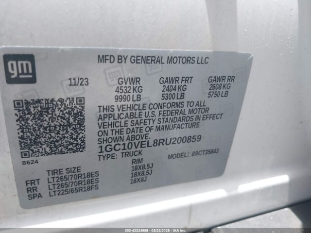 1GC10VEL8RU200859 Chevrolet Silverado Ev Work Truck