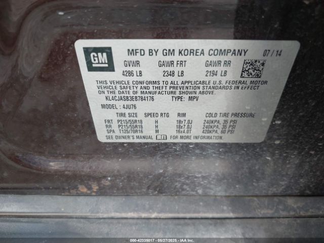 KL4CJASB3EB784176 Buick Encore