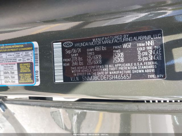 5NMJBCDE7SH465657 Hyundai TUCSON SEL