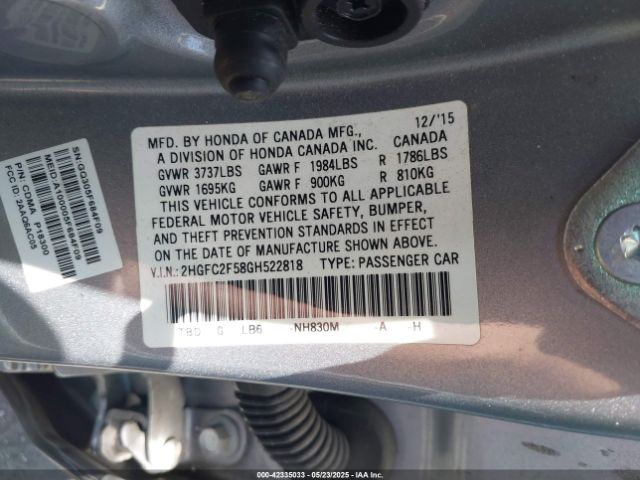 2HGFC2F58GH522818 Honda Civic Lx