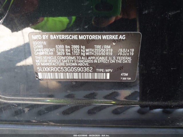 5UXKR0C53G0S90362 BMW X5
