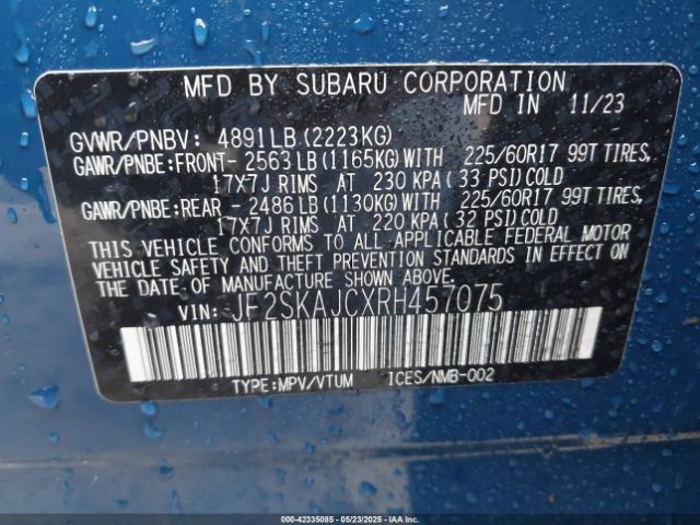 2024 SUBARU FORESTER JF2SKAJCXRH457075 Photo 8
