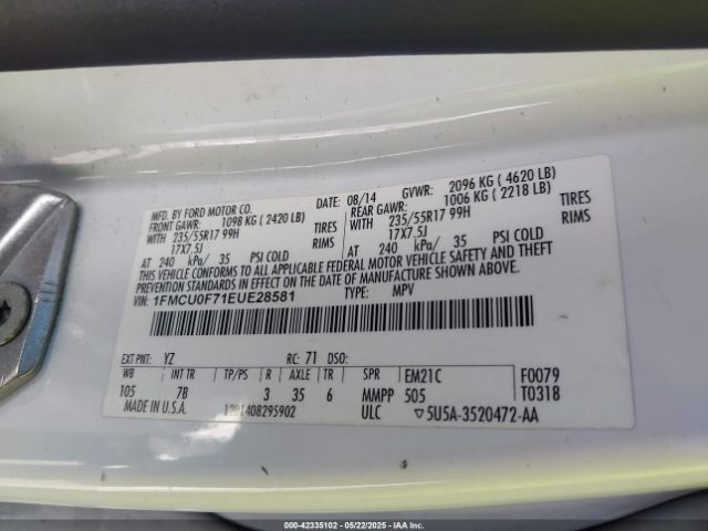 1FMCU0F71EUE28581 Ford ESCAPE S