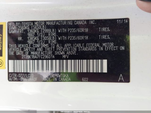 2T2BK1BA7FC296014 Lexus Rx 350 Crafted Line/f Sport