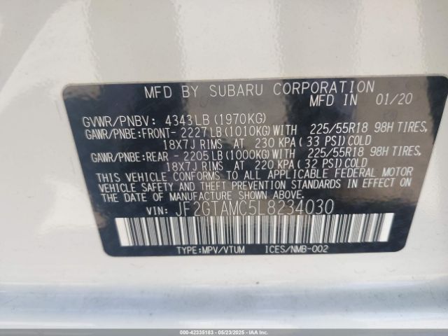 JF2GTAMC5L8234030 Subaru Crosstrek Limited