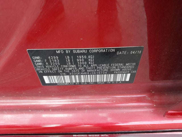 4S3GKAM68J3619734 Subaru 2018