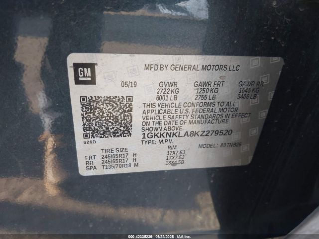 1GKKNKLA8KZ279520 GMC lcv - spark ignited direct injection, variable valve timing, dcvcp, e85 max, e0-e100, alum