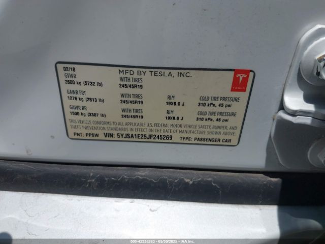5YJSA1E25JF245269 Tesla Model S 100d/75d/p100d