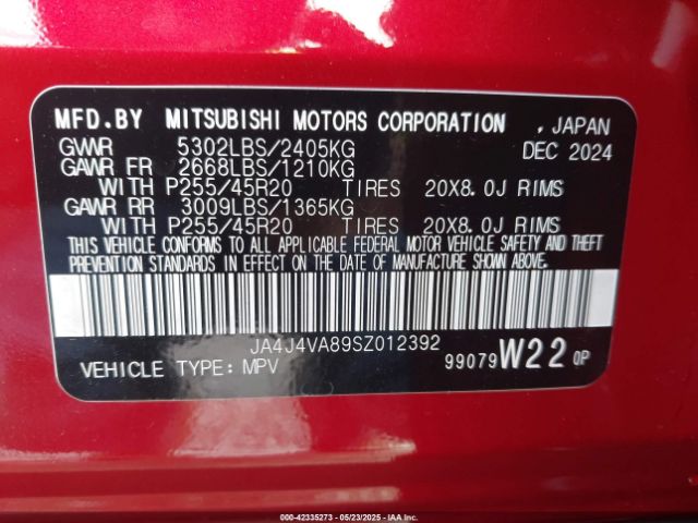 2025 MITSUBISHI OUTLANDER JA4J4VA89SZ012392 Photo 8