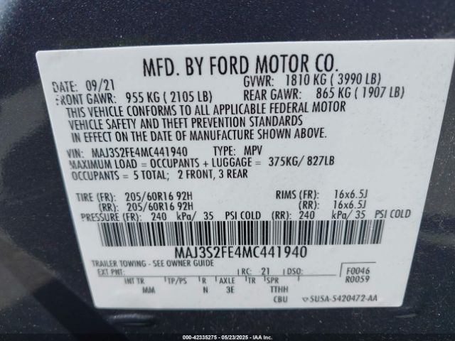 2021 FORD ECOSPORT MAJ3S2FE4MC441940 Photo 8