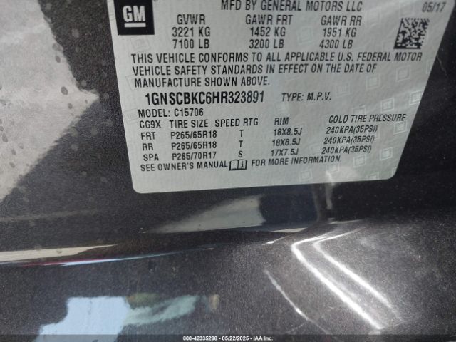 1GNSCBKC6HR323891 Chevrolet l83 - sidi: spark ignited direct injection, vvt: variable valve timing, afm, e85 max, alum