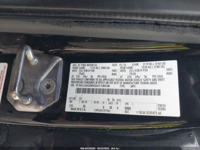 1FMCU0G90GUC18038 Ford ESCAPE SE