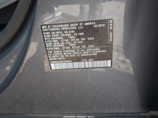 2019 VOLKSWAGEN ATLAS 1V2NR2CA5KC605594 Photo 8