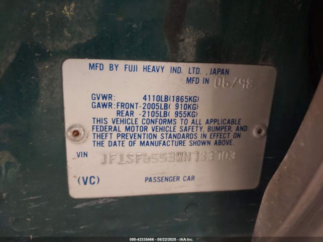 1998 SUBARU FORESTER JF1SF6553WH783703 Photo 8