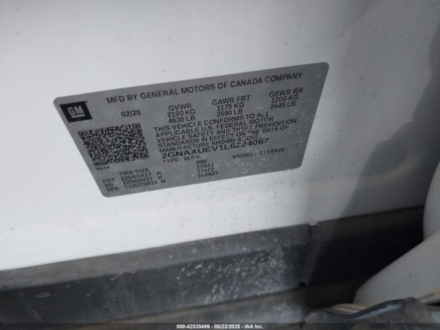 2GNAXUEV1L6224067 Chevrolet lyx - direct injection, vvt, fgt, turbo, alum, gen1