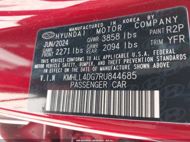 KMHLL4DG7RU844685 Hyundai ELANTRA SE