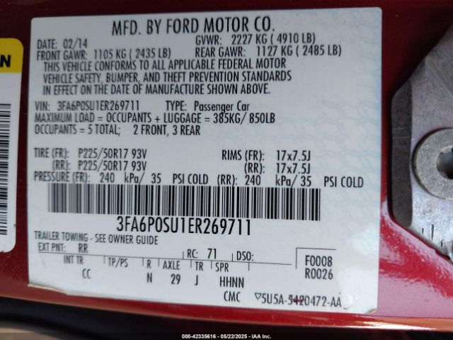 3FA6P0SU1ER269711 Ford Fusion Energi Titanium
