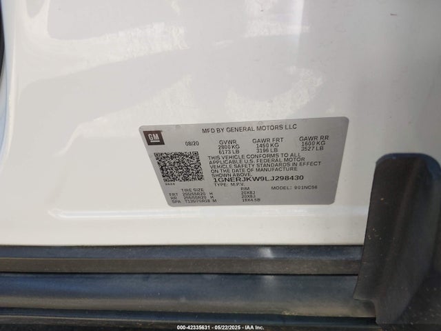 1GNERJKW9LJ298430 Chevrolet lfy - spark ignited direct injection, atss, gen 1