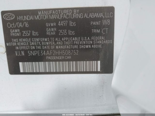 5NPE34AF2HH508752 Hyundai Sonata Sport