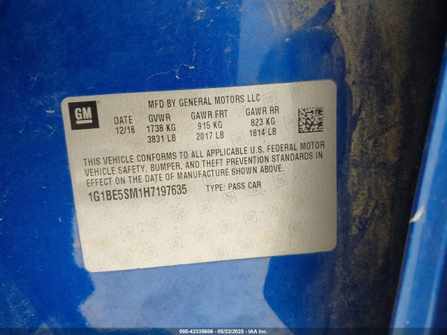 1G1BE5SM1H7197635 Chevrolet le2 -di: direct injection, vvt: variable valve timing, gen, alum