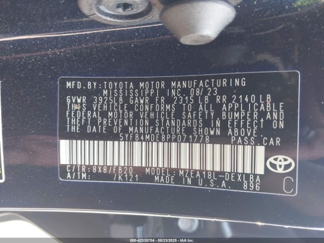 2023 TOYOTA COROLLA 5YFB4MDE8PP071778 Photo 8