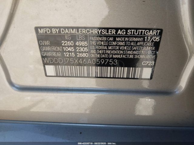 2006 MERCEDES-BENZ CLS 500 WDDDJ75X46A059753 Photo 8