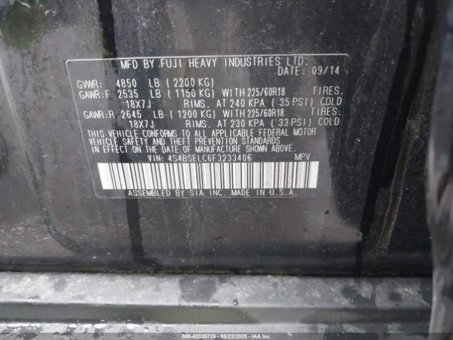 4S4BSELC6F3233406 Subaru Outback 3.6r Limited