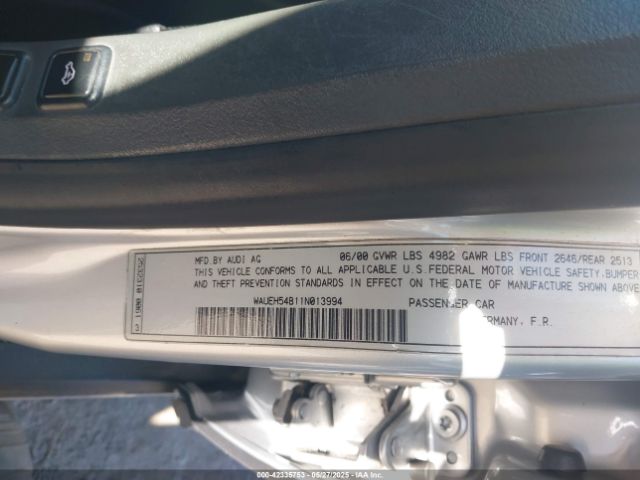 2001 AUDI A6 WAUEH54B11N013994 Photo 8