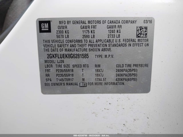 2GKFLUEK8G6281585 GMC lea - e85 max, aluminum