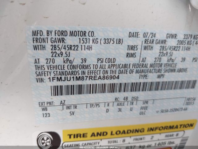 1FMJU1M87REA86904 Ford Expedition Platinum