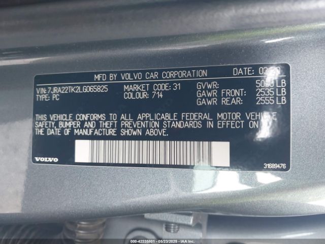 2020 VOLVO S60 7JRA22TK2LG065825 Photo 8