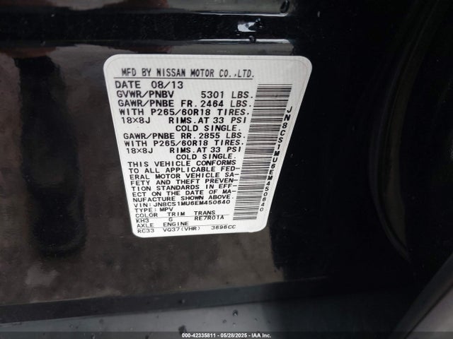 JN8CS1MU6EM450640 Infiniti QX70