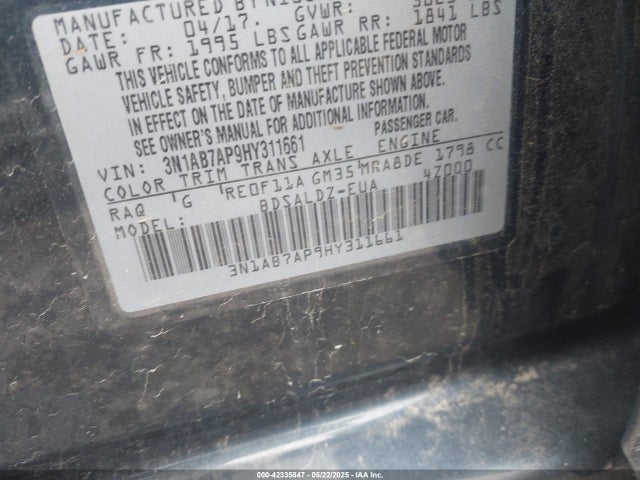3N1AB7AP9HY311661 Nissan SENTRA SV