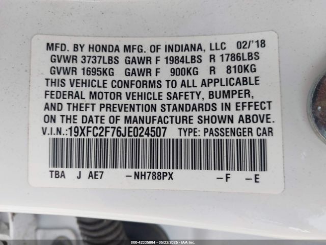 19XFC2F76JE024507 Honda CIVIC EX