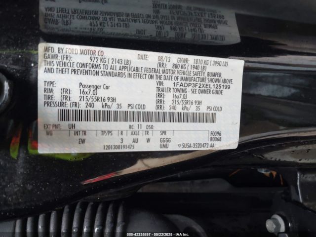 1FADP3F2XEL125199 Ford FOCUS SE