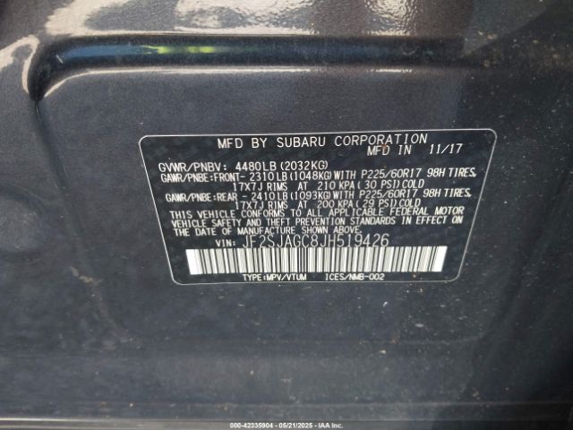 JF2SJAGC8JH519426 Subaru Forester 2.5i Premium