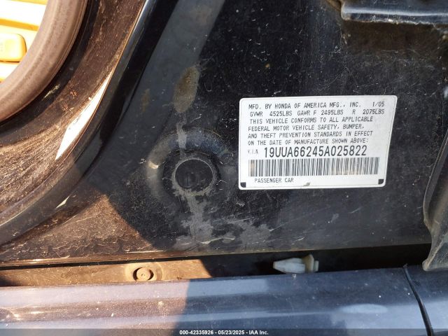 2005 ACURA TL 19UUA66245A025822 Photo 8